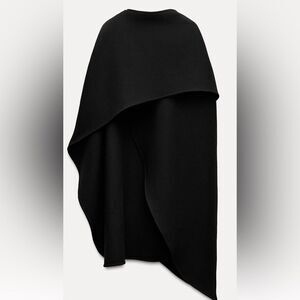 NWOT - Zara Manteco Wool Blend Asymmetric Cape Jacket